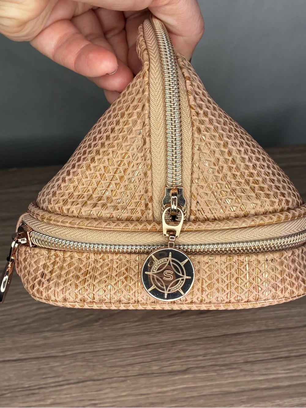 GUC Stephanie Johnson Rose Gold Textured Travel Cosmetic Pouch